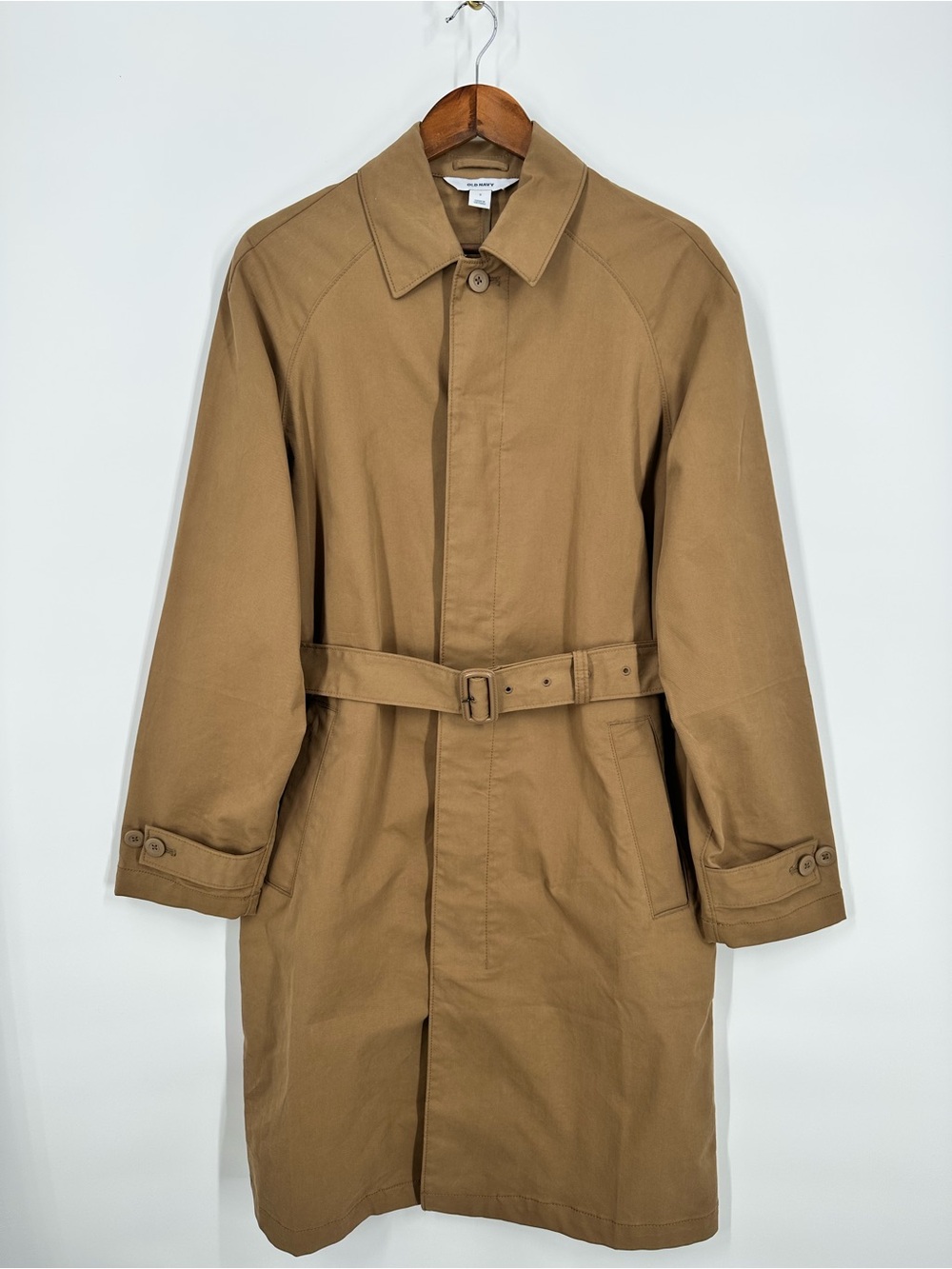 OLD NAVY Unisex Classic Relaxed Trench Coat Full Length Jacket Camel